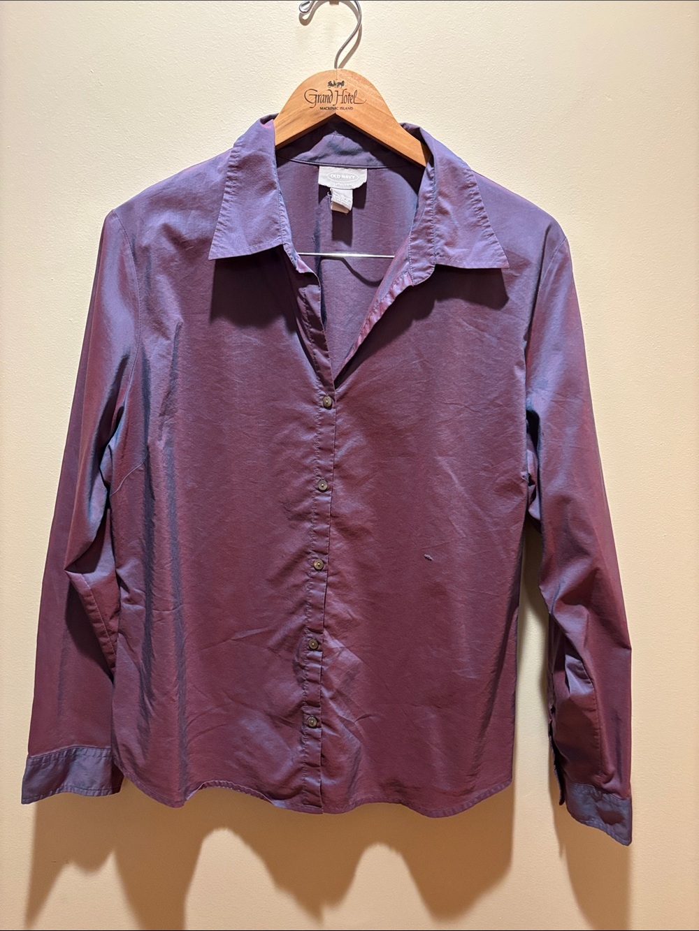 Old Navy Purple Button-Up Long Sleeve Shirt- dual color